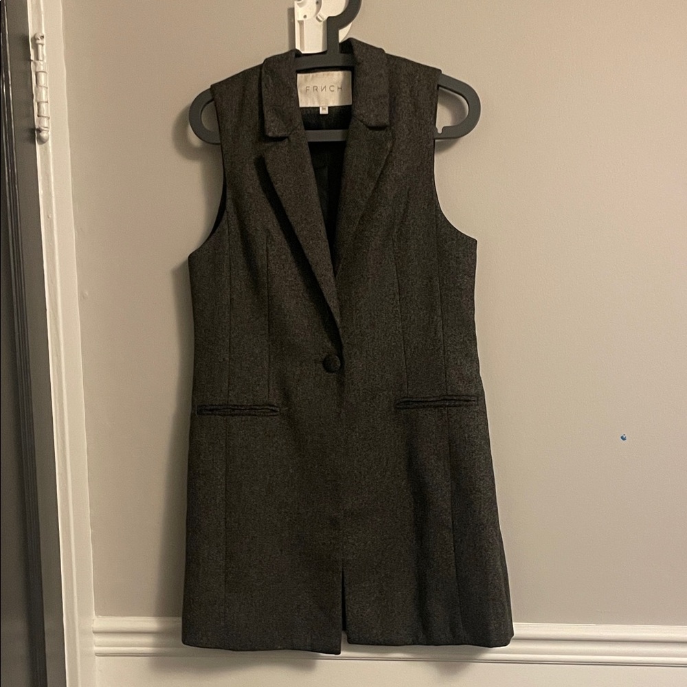 FRNCH Charcoal Gray Sleeveless Blazer Vest
